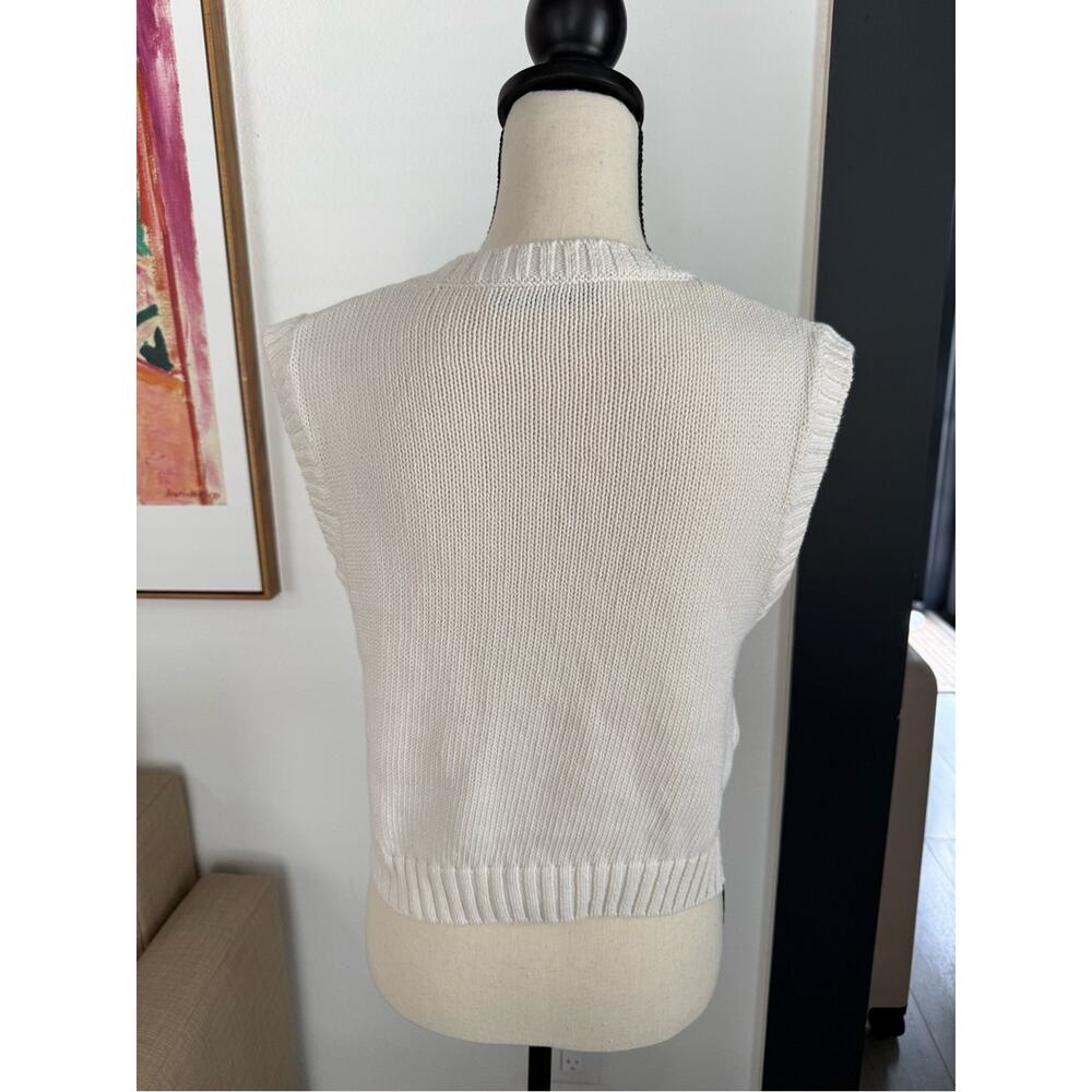 Zara White Cropped Knit Sweater Vest Size S - Picture 4 of 8
